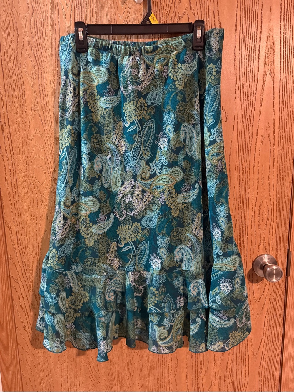 Christopher & Banks Teal Paisley Midi Skirt